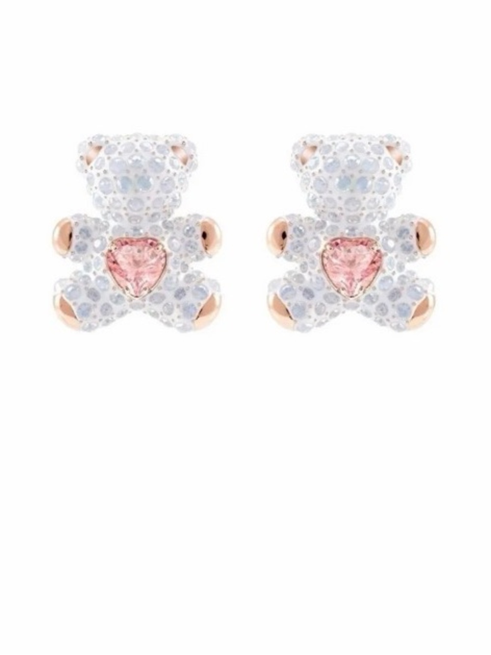 Swarovski Rose Pink Crystal Teddy Bear Stud Earrings NWT - Picture 6 of 10